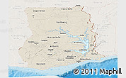 Shaded Relief Panoramic Map of Ghana, lighten, land only