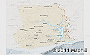 Shaded Relief Panoramic Map of Ghana, lighten, semi-desaturated