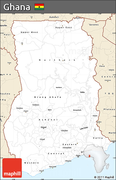 Classic Style Simple Map of Ghana