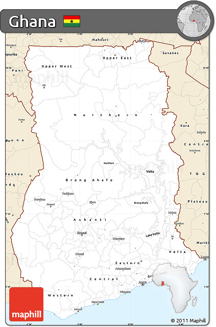Classic Style Simple Map of Ghana
