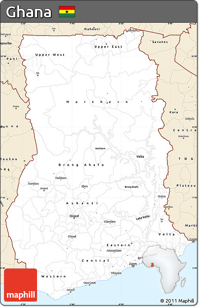 Classic Style Simple Map of Ghana