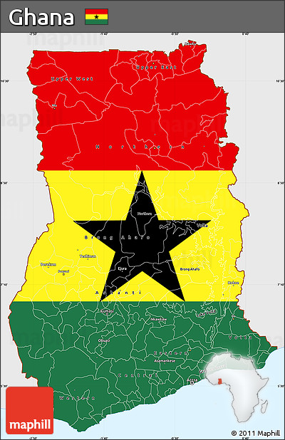 Flag Simple Map of Ghana, single color outside, flag centered