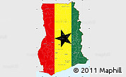 Flag Simple Map of Ghana, single color outside, flag aligned to the middle