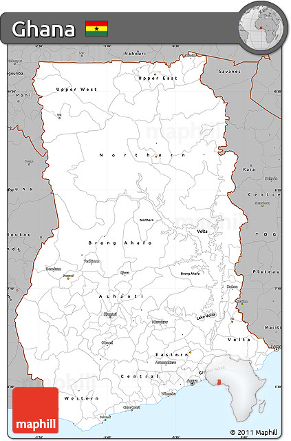Gray Simple Map of Ghana