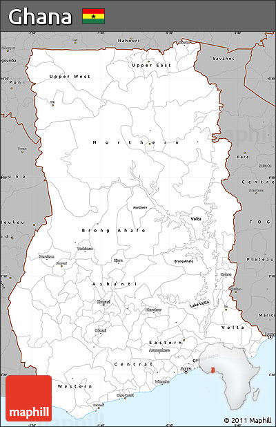 Gray Simple Map of Ghana