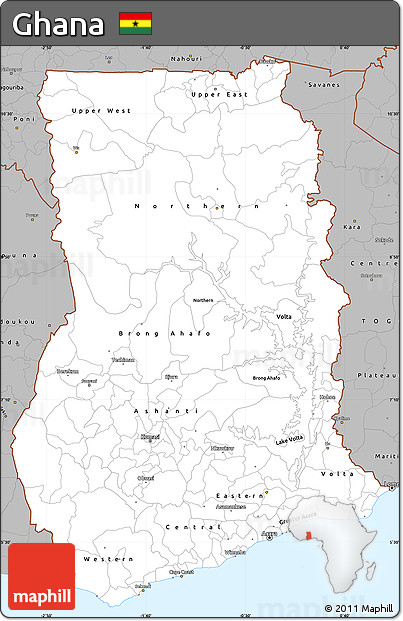 Gray Simple Map of Ghana