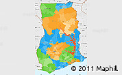 Political Simple Map of Ghana, single color outside, borders and labels