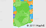 Political Shades Simple Map of Ghana, political outside