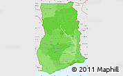 Political Shades Simple Map of Ghana, single color outside, borders and labels
