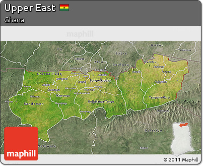 Satellite 3D Map of Upper East, semi-desaturated