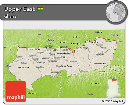 Shaded Relief 3D Map of Upper East, physical outside