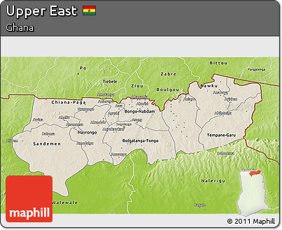 Shaded Relief 3D Map of Upper East, physical outside
