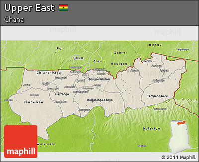 Shaded Relief 3D Map of Upper East, physical outside