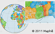 Political Location Map of Bawku, highlighted parent region, within the entire country