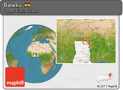 Satellite Location Map of Bawku, highlighted country