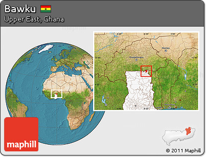 Satellite Location Map of Bawku, highlighted country