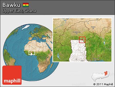 Satellite Location Map of Bawku, highlighted country
