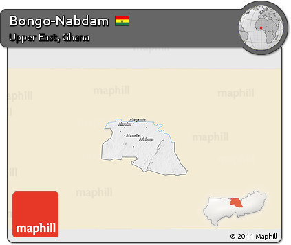 Classic Style 3D Map of Bongo-Nabdam, single color outside