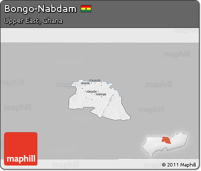 Gray 3D Map of Bongo-Nabdam, single color outside