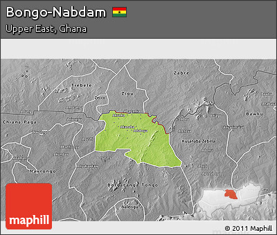 Physical 3D Map of Bongo-Nabdam, desaturated