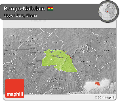 Physical 3D Map of Bongo-Nabdam, desaturated