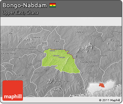 Physical 3D Map of Bongo-Nabdam, desaturated