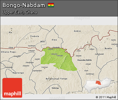 Physical 3D Map of Bongo-Nabdam, shaded relief outside