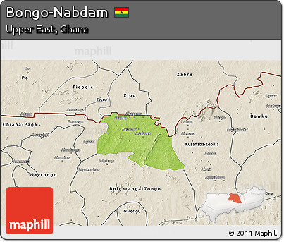 Physical 3D Map of Bongo-Nabdam, shaded relief outside
