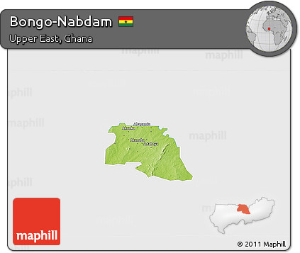 Physical 3D Map of Bongo-Nabdam, single color outside