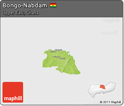 Physical 3D Map of Bongo-Nabdam, single color outside