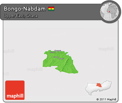 Political 3D Map of Bongo-Nabdam, single color outside