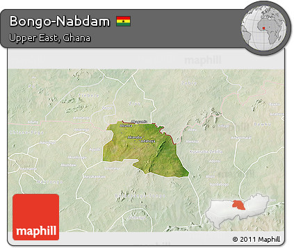 Satellite 3D Map of Bongo-Nabdam, lighten