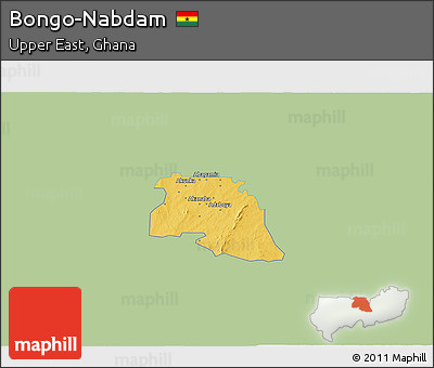 Savanna Style 3D Map of Bongo-Nabdam, single color outside