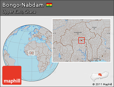 Gray Location Map of Bongo-Nabdam