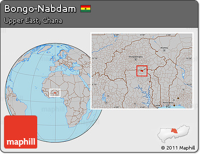 Gray Location Map of Bongo-Nabdam
