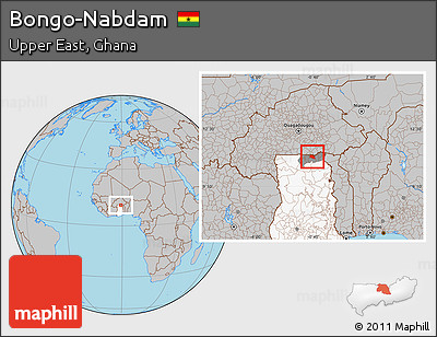 Gray Location Map of Bongo-Nabdam, highlighted country, highlighted parent region