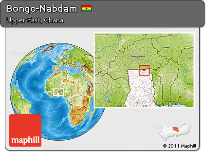 Physical Location Map of Bongo-Nabdam, highlighted country