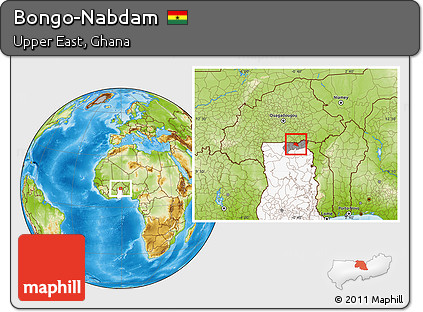 Physical Location Map of Bongo-Nabdam, highlighted country, highlighted parent region