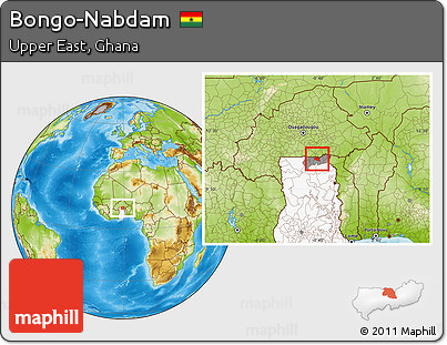 Physical Location Map of Bongo-Nabdam, highlighted country, highlighted parent region