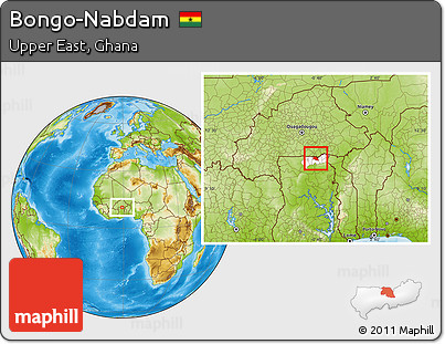 Physical Location Map of Bongo-Nabdam, highlighted parent region