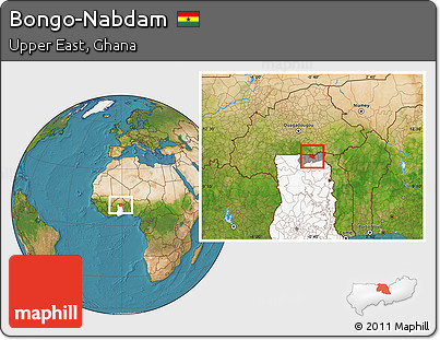Satellite Location Map of Bongo-Nabdam, highlighted country, highlighted parent region