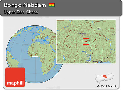 Savanna Style Location Map of Bongo-Nabdam