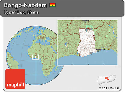 Savanna Style Location Map of Bongo-Nabdam, highlighted country, highlighted parent region, within the entire country