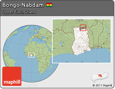 Savanna Style Location Map of Bongo-Nabdam, highlighted country, highlighted parent region, within the entire country