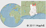 Savanna Style Location Map of Bongo-Nabdam, highlighted country, highlighted parent region, within the entire country, hill shading