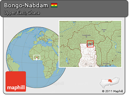 Savanna Style Location Map of Bongo-Nabdam, highlighted country, highlighted parent region