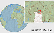 Savanna Style Location Map of Bongo-Nabdam, highlighted country, highlighted parent region, hill shading