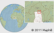 Savanna Style Location Map of Bongo-Nabdam, highlighted country, hill shading