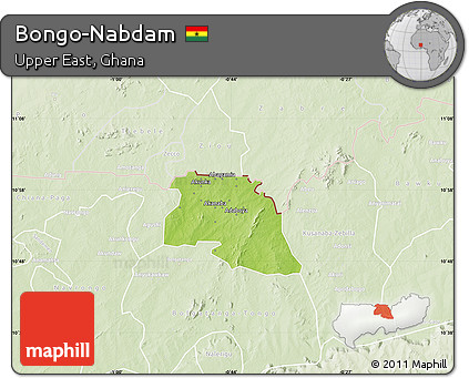Physical Map of Bongo-Nabdam, lighten
