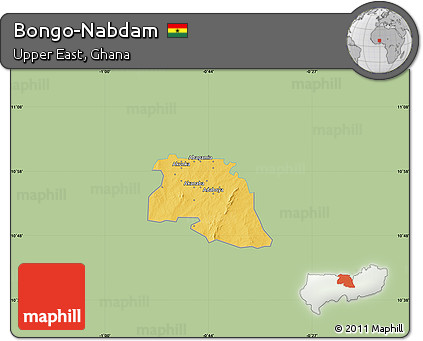 Savanna Style Map of Bongo-Nabdam, single color outside